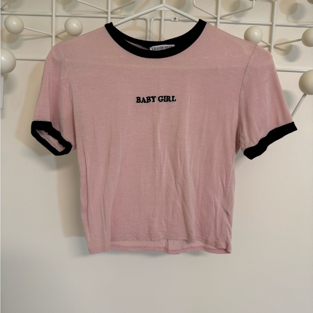 Fashion Nova Pink and Black Crop Top